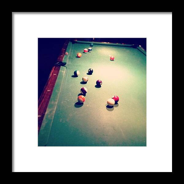 Pool Framed Print featuring the photograph Pool With Pops. #pool #pooltable by Allison Faulkner