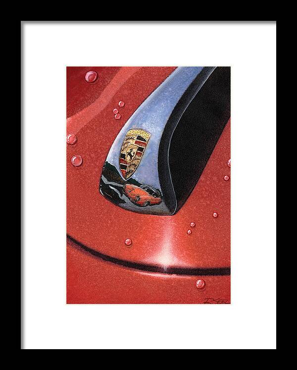Porsche 356 Framed Print featuring the painting Porsche 356 Raindrops by Rod Seel