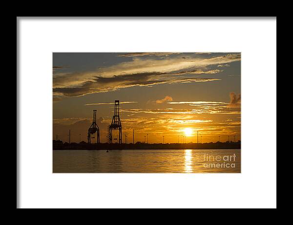 Port Of Charleston Sunset Framed Print featuring the photograph Port of Charleston Sunset III by Dustin K Ryan