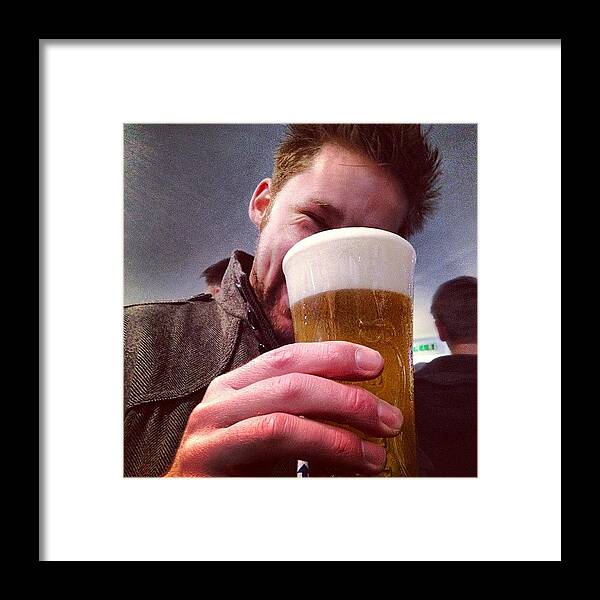 Froth Framed Print featuring the photograph #pppaugust 19 #daylate #beer #pint by Charlotte Lyons