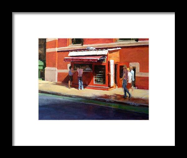 City Framed Print featuring the painting Prince Street Coffee by Peter Salwen
