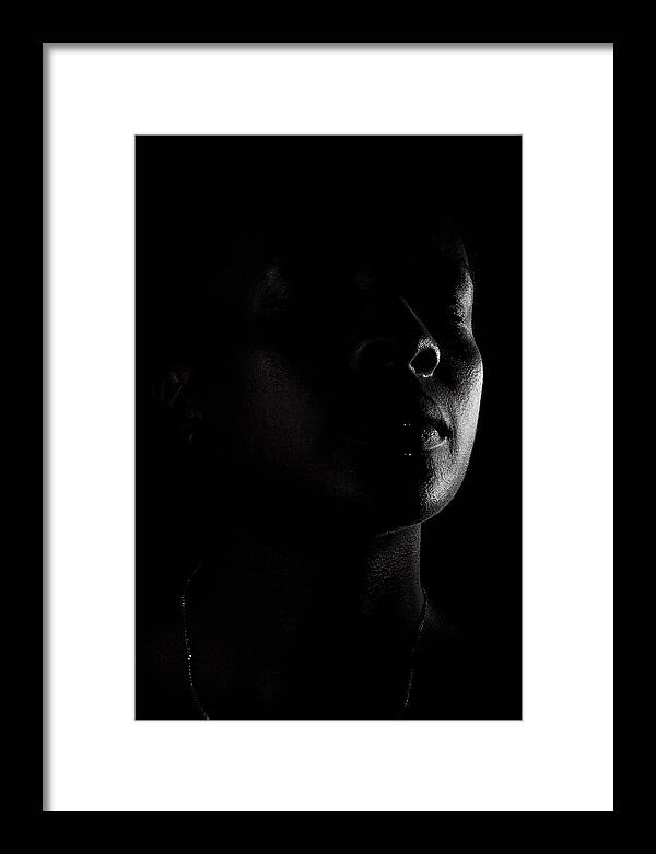 Woman Framed Print featuring the photograph Profile in black and white by Anya Brewley schultheiss