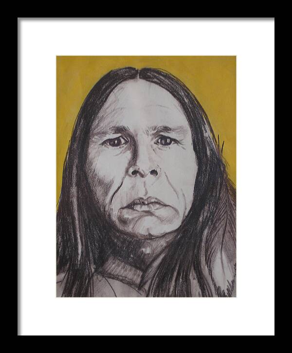 Native American Framed Print featuring the drawing Proud American by Barbara Prestridge