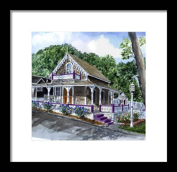 Marthas Vineyard Framed Print featuring the painting Purple House by Paul Gardner