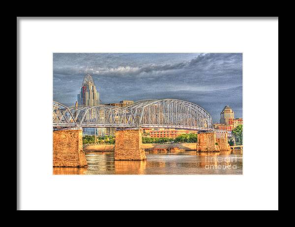 Cincinnati Framed Print featuring the photograph Purple People Bridge by Jeremy Lankford