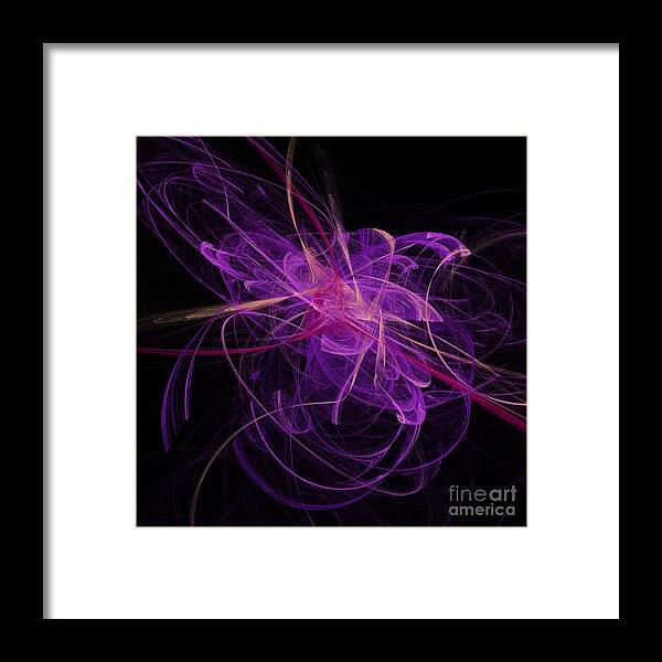 Fractal Framed Print featuring the digital art Purple Plumes by Andee Design