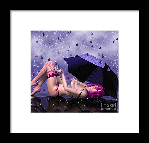 3d Framed Print featuring the digital art Purple Rain by Jutta Maria Pusl