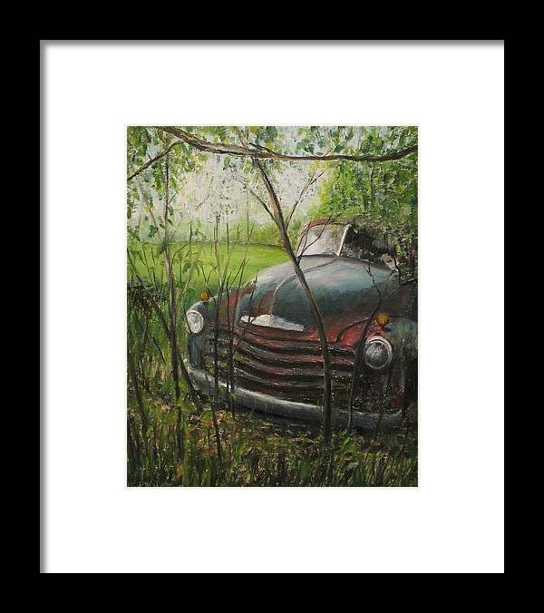 Classic Car Framed Print featuring the painting Push by Daniel W Green