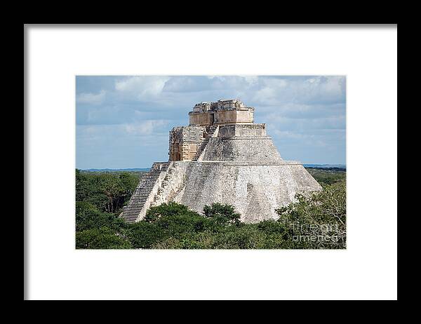 Uxmal Framed Print featuring the photograph Pyramid of the Magician at Uxmal Mexico by Shawn O'Brien
