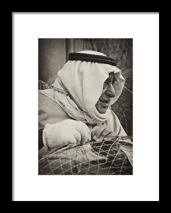 Qatari Framed Print featuring the photograph Qatari fish-trap maker by Paul Cowan