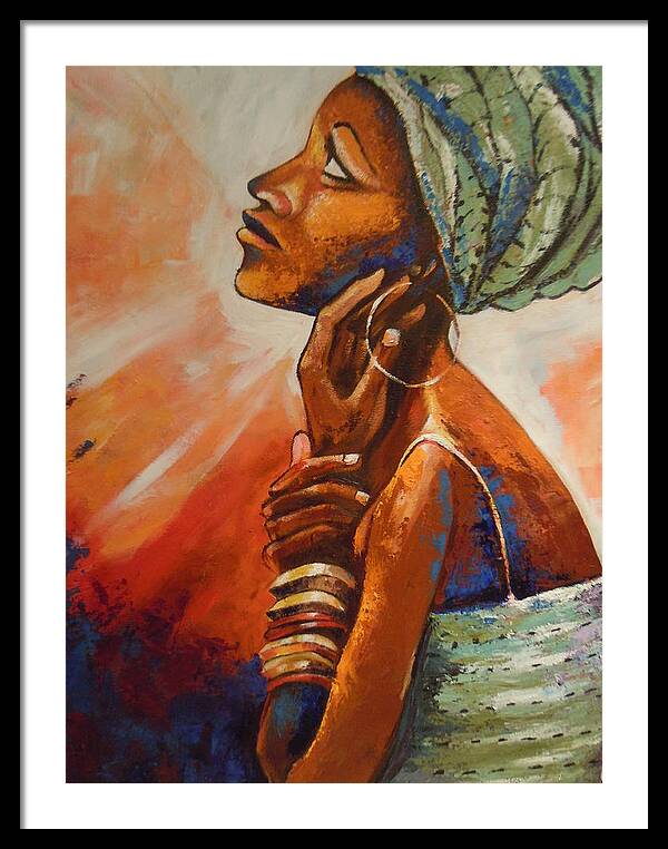 African Queen Framed Print featuring the painting Queen by Michael Echekoba