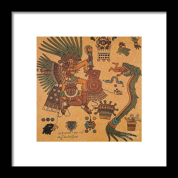 History Framed Print featuring the photograph Quetzalcoatl, Aztec Feathered Serpent by Photo Researchers