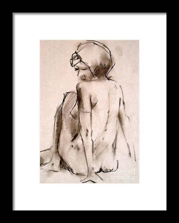 Figure Framed Print featuring the drawing Quick Pose by Jim Fronapfel