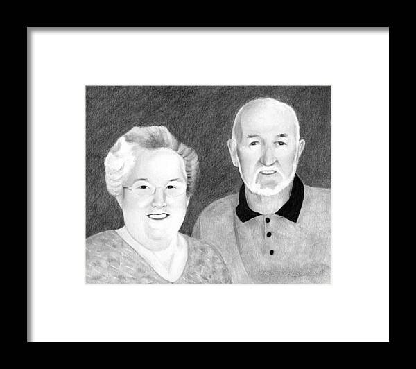 Portrait Framed Print featuring the drawing Raeleen and Jim Campbell by Ana Tirolese