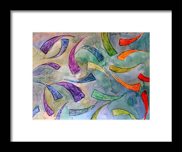 Abstract Framed Print featuring the painting Rainbow Fish by Debbie Portwood