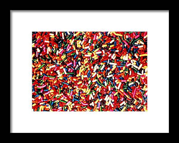 Sprinkles Framed Print featuring the photograph Rainbow Sprinkles by Susan Stevenson