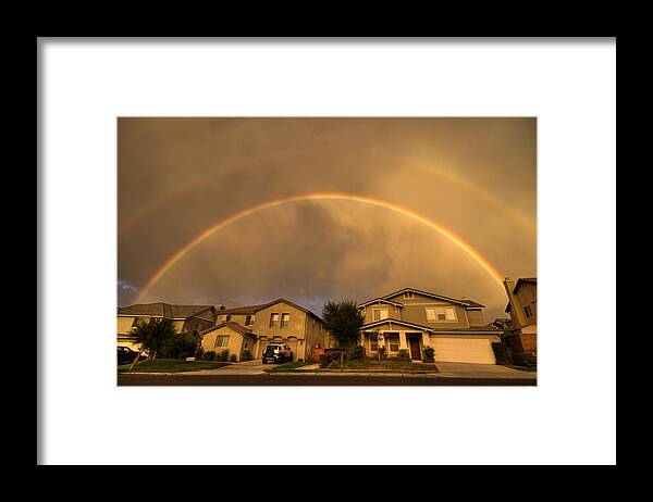 Rainbows Framed Print featuring the photograph Rainbows Over Suburbia 2 by The Ecotone