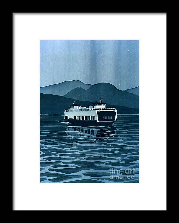 Washington Framed Print featuring the painting Rainy Ferry by Scott Nelson