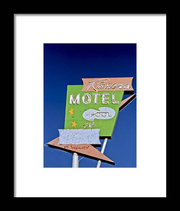 Arrow Framed Print featuring the photograph Ramona Motel by Matthew Bamberg