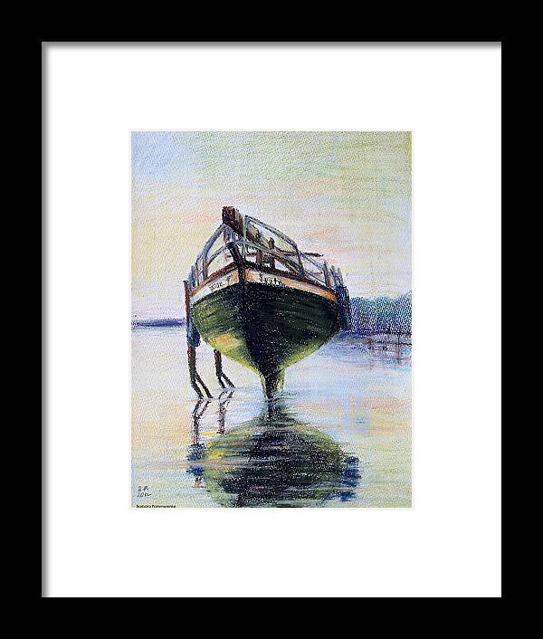 Boat Framed Print featuring the drawing Ready To Slip by Barbara Pommerenke