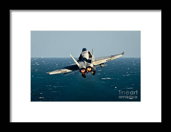 Operation Enduring Freedom Framed Print featuring the photograph Rear View Of An Fa-18c Hornet Taking by Stocktrek Images