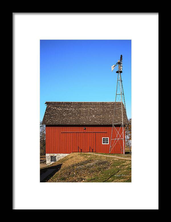 Barns Framed Print featuring the photograph Red Barn And Windmill by Ed Peterson
