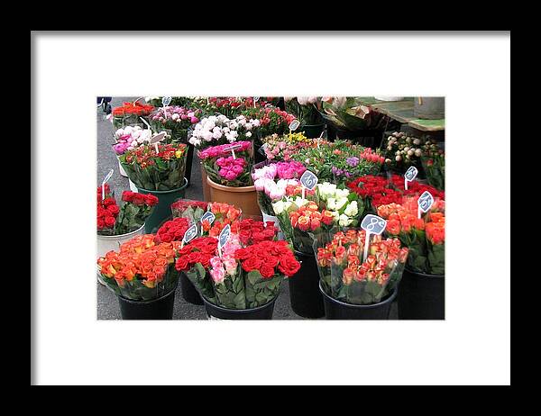 Flower Framed Print featuring the photograph Red Flowers in French Flower Market by Carla Parris