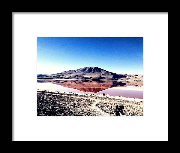 Red Framed Print featuring the photograph Red Lake Reflection by Jade Sayers