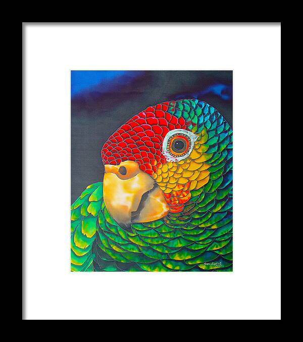 Amazon Parrot Framed Print featuring the painting Red Lored Parrot by Daniel Jean-Baptiste