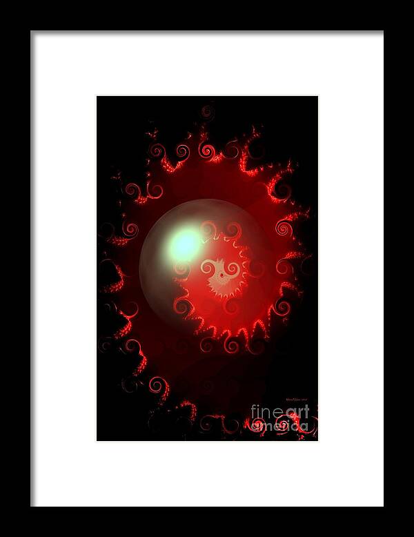 Red Framed Print featuring the digital art Red Nautilus by Maria Urso