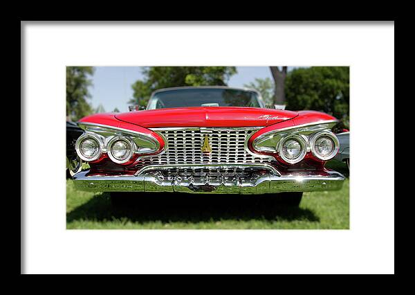 Plymouth Framed Print featuring the photograph Red Plymouth Grill by Jessica Brooks