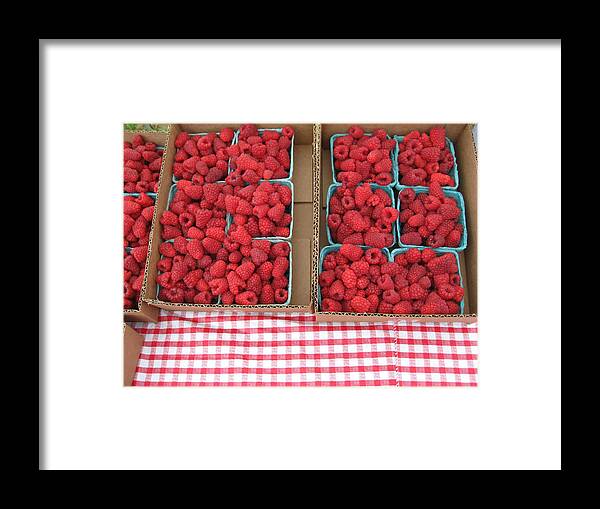 Red Raspberries Framed Print featuring the photograph Red Raspberries Are Here by Kym Backland
