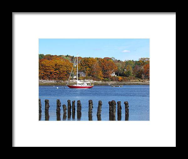 Red Framed Print featuring the photograph Red Sail Boat by Danielle Gareau