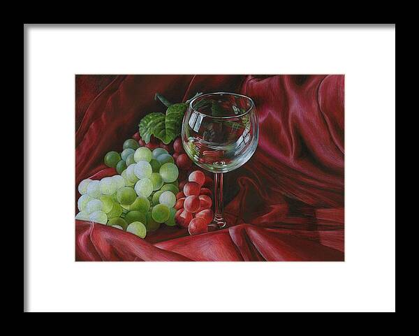Grapes Framed Print featuring the painting Red Satin and Grapes by Carla Kurt