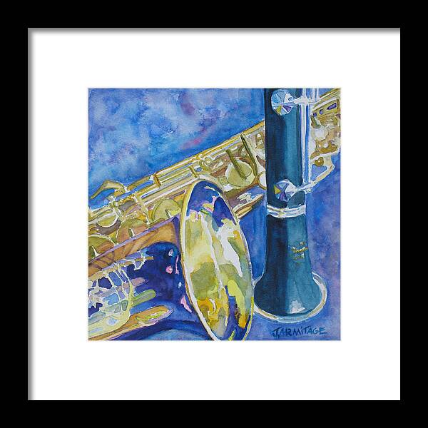Sax Framed Print featuring the painting Reeds Between Sets by Jenny Armitage