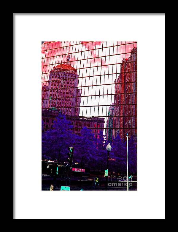 Boston Framed Print featuring the photograph Reflecting on Boston by Julie Lueders 