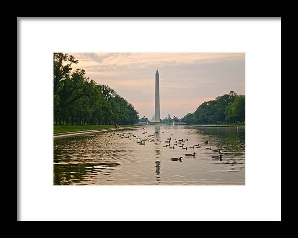 Reflecting Pool Framed Print featuring the photograph Reflecting Pool and Ducks by Jim Moore