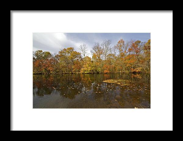 Autumn Framed Print featuring the photograph Reflection of Autumn Colors on the Canal by David Letts