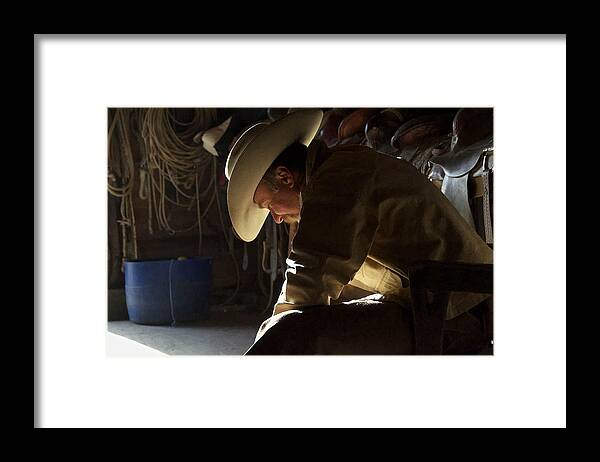 Cowboy Framed Print featuring the photograph Reflections by Pamela Steege