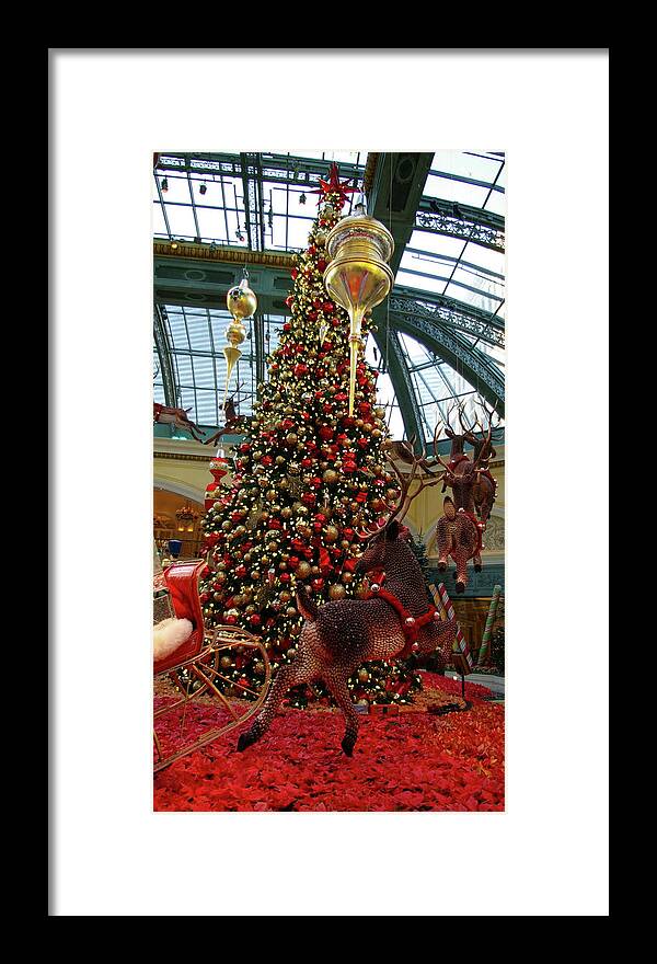 Vegas Framed Print featuring the photograph Reindeer Around The Christmas Tree by Jera Sky