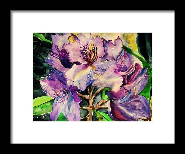 Rhododendron Framed Print featuring the painting Rhododendron Violet by Mindy Newman