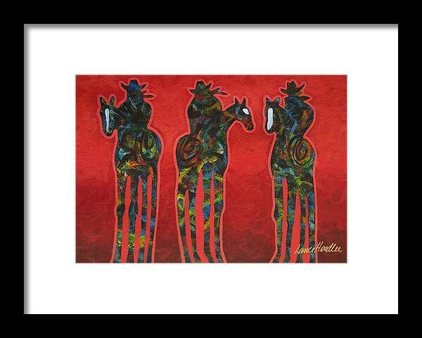 Abstract Framed Print featuring the painting Riding Red by Lance Headlee