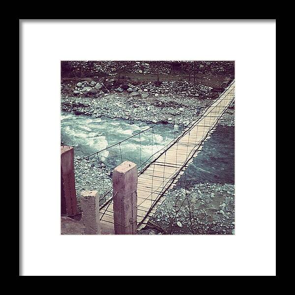 Bridge Framed Print featuring the photograph #river #bridge #wood #photooftheday by Soredewa Seitai