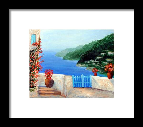 Italy Mediterranean Art Tuscany Framed Print featuring the painting Riviera by Larry Cirigliano