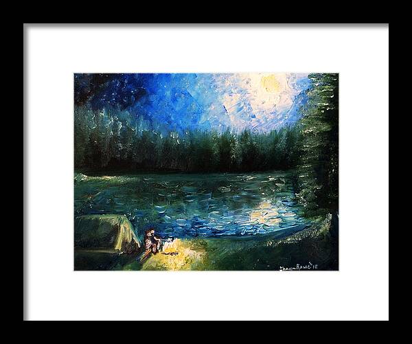 Lake Framed Print featuring the painting Roasting Mallows by Shana Rowe Jackson