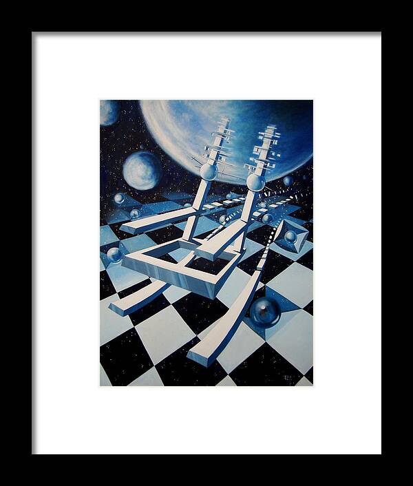 Rocking Chair Framed Print featuring the painting Rocking into Space by Roger Calle