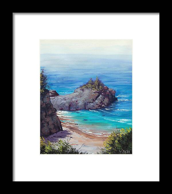 Seascape Framed Print featuring the painting Rocky Coast Big Sur by Graham Gercken