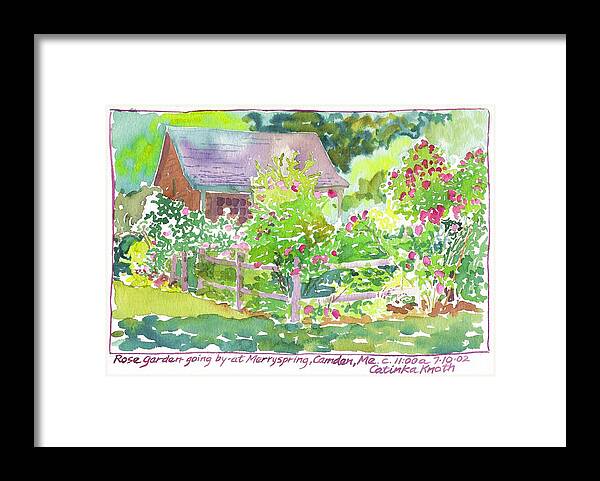  Framed Print featuring the painting Rose Garden Merryspring Camden Maine by Catinka Knoth