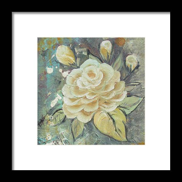 Rose Framed Print featuring the painting Rosey by Kathy Sheeran