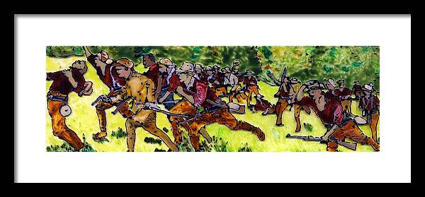 Rough Riders Framed Print featuring the painting Rough Riders Taking Kettle Hill by Phil Strang